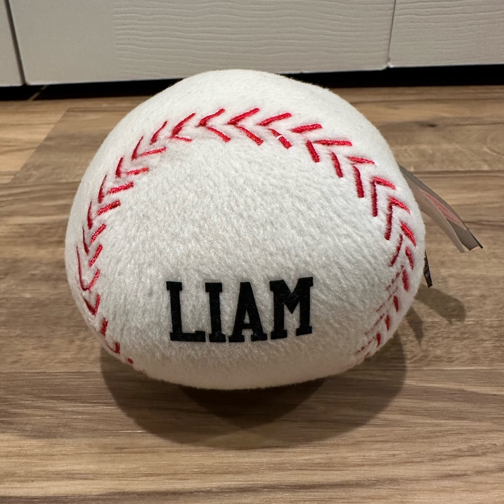 Personalized White and Red Baseball Stuffed Toy